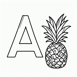 A De Abacaxi — Alfabetização — Letras com Objetos para Colorir