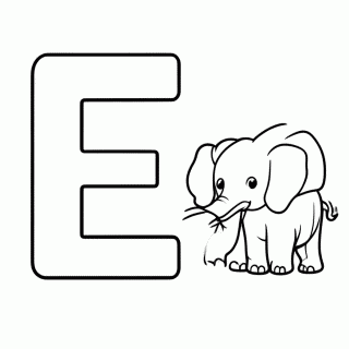 E De Elefante para colorir
