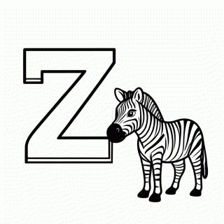 Z De Zebra — Alfabetização — Letras com Objetos para Colorir
