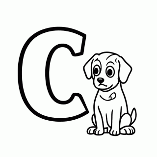C de Cachorro para colorir