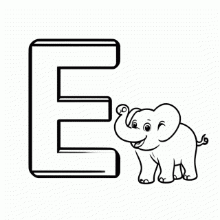 E de Elefante para colorir
