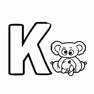 K de Koala para colorir