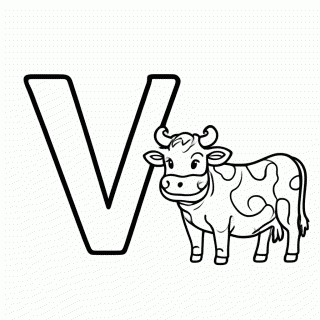 V de Vaca para colorir
