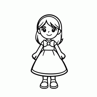 Alice Vestido Azul Laco — Alice no Pais das Maravilhas para Colorir