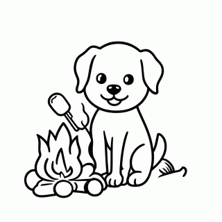 Cachorro na Fogueira para colorir