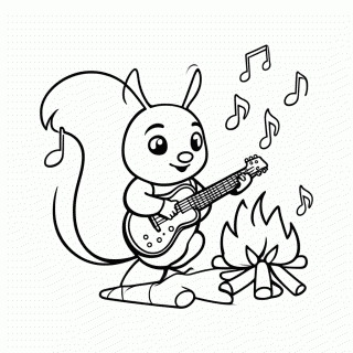 Esquilo no Violão para colorir