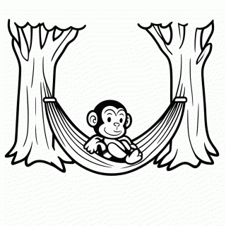 Macaco na Rede para colorir