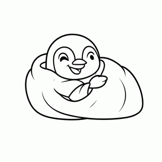 Pinguim no Saco de Dormir para colorir