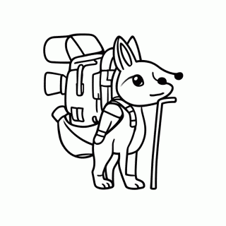 Raposa com Mochila para colorir