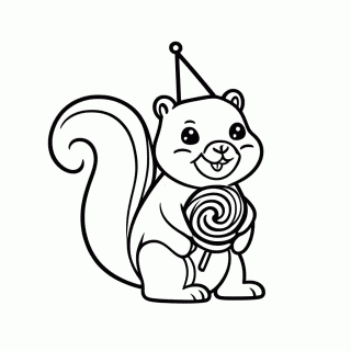 Esquilo com Pirulito para colorir