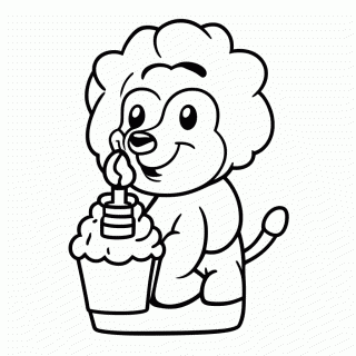 Leão com Velinha para colorir