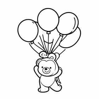 Urso com Balões para colorir