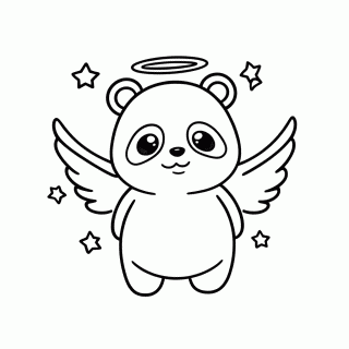 Panda Anjinho para colorir