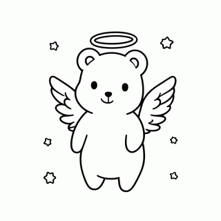 Urso Anjinho para colorir