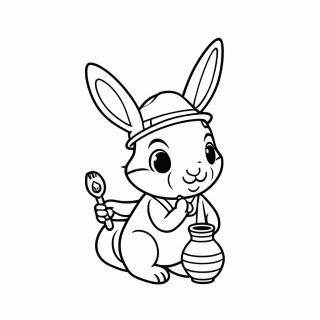 Coelho Arqueólogo para colorir