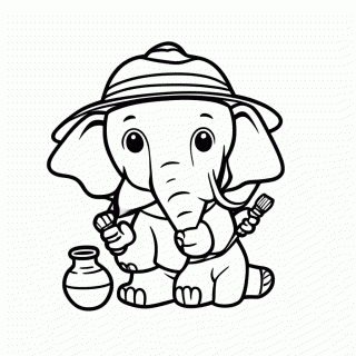 Elefante Arqueólogo para colorir