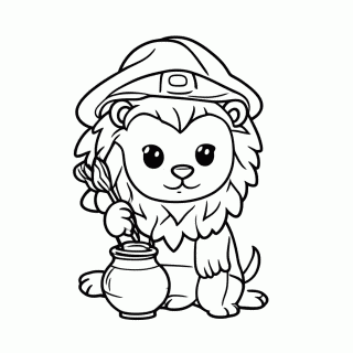 Leão Arqueólogo para colorir