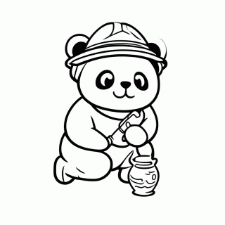 Panda Arqueólogo para colorir