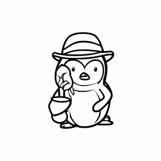 Pinguim Arqueólogo para colorir