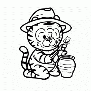 Tigre Arqueólogo para colorir