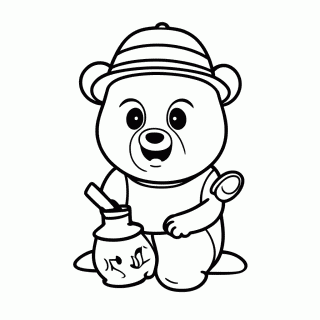 Urso Arqueólogo para colorir