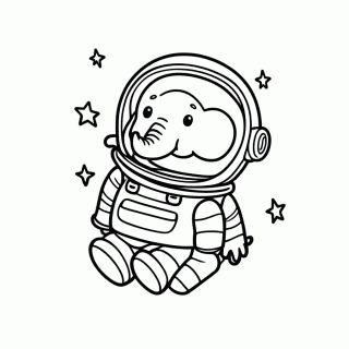 Elefante Astronauta para colorir