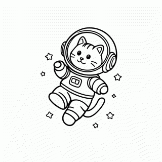 Gato Astronauta para colorir