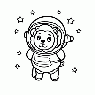 Leão Astronauta para colorir