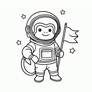 Macaco Astronauta para colorir