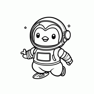 Pinguim Astronauta para colorir