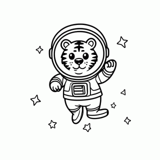 Tigre Astronauta para colorir