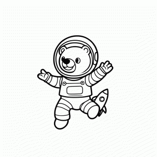 Urso Astronauta para colorir
