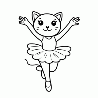 Gata Bailarina para colorir