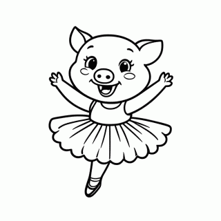 Porquinha Bailarina para colorir