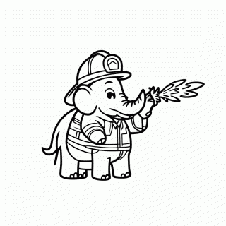 Elefante Apagando Fogo para colorir