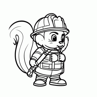 Esquilo com Extintor para colorir