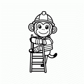 Macaco na Escada para colorir