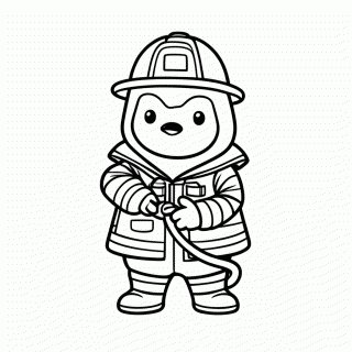 Pinguim Bombeiro para colorir