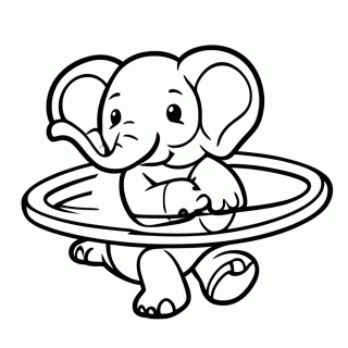 Elefante com Bambolê para colorir