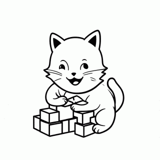 Gato com Blocos para colorir