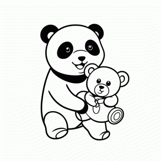 Panda com Pelúcia para colorir