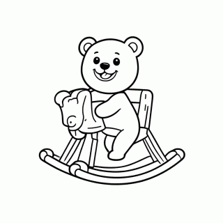 Urso no Cavalo de Balanço para colorir
