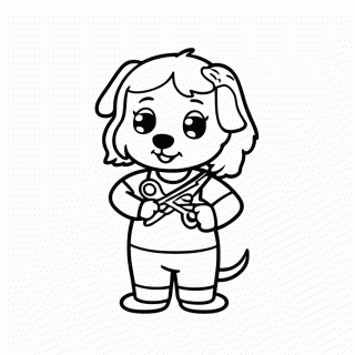 Cachorro com Tesoura para colorir