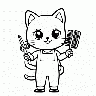 Gato Cabeleireiro para colorir