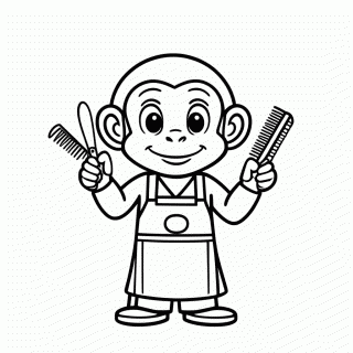 Macaco Cabeleireiro para colorir