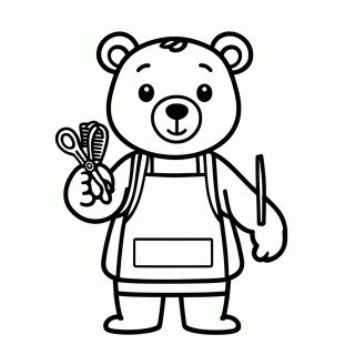 Urso Barbeiro para colorir