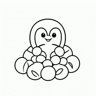 Pinguim nos Marshmallows para colorir