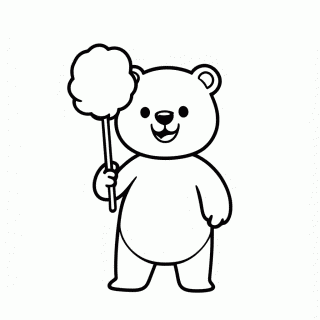 Urso com Algodão-Doce para colorir