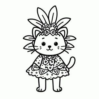 Gato Fantasiado para colorir