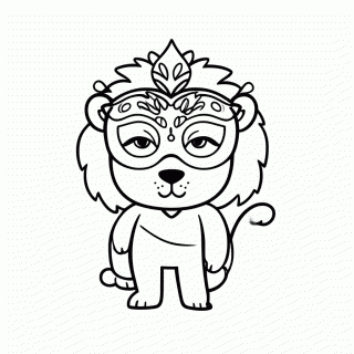 Leão com Máscara para colorir